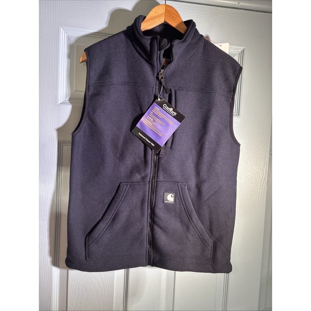 Carhartt Textured Fleece Vest NWT Mens Sz Small. Navy‎ Blue.